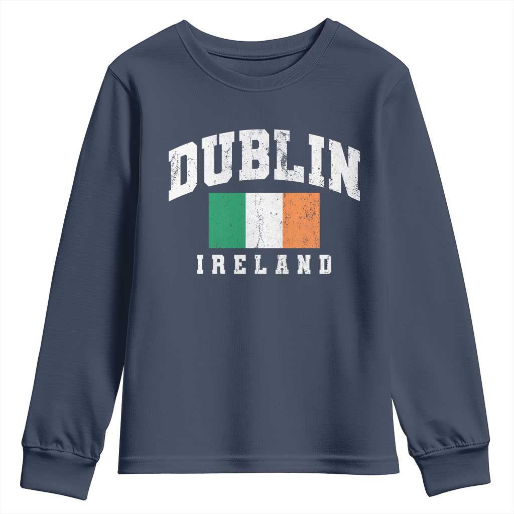 Dublin Ireland Flag Irish Retro Throwback Sports Design Youth Sweatshirt