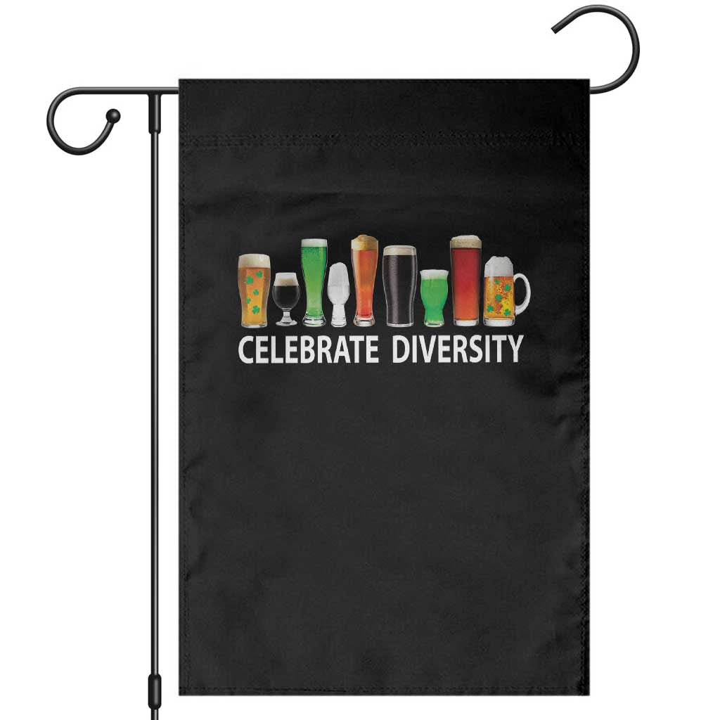 Celebrate Diversity St Patricks Day Beer Drinking Garden Flag