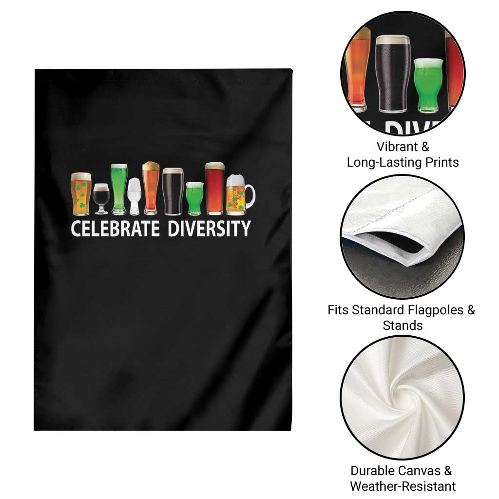 Celebrate Diversity St Patricks Day Beer Drinking Garden Flag