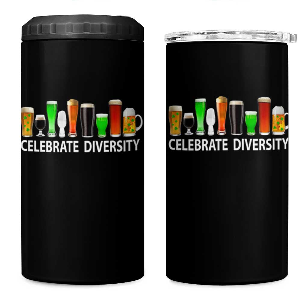 Celebrate Diversity St Patricks Day Beer Drinking 4 in 1 Can Cooler Tumbler