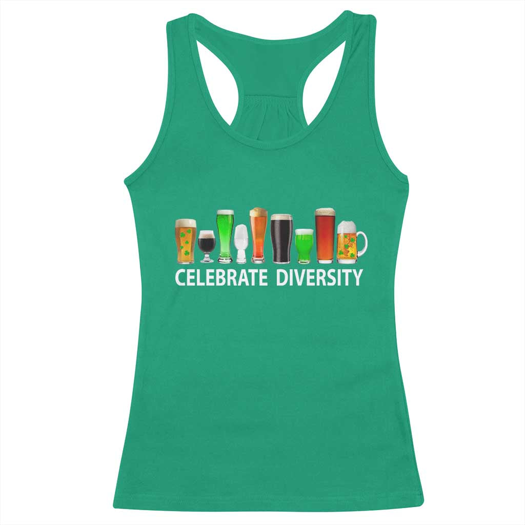 Celebrate Diversity St Patricks Day Beer Drinking Racerback Tank Top
