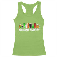 Celebrate Diversity St Patricks Day Beer Drinking Racerback Tank Top