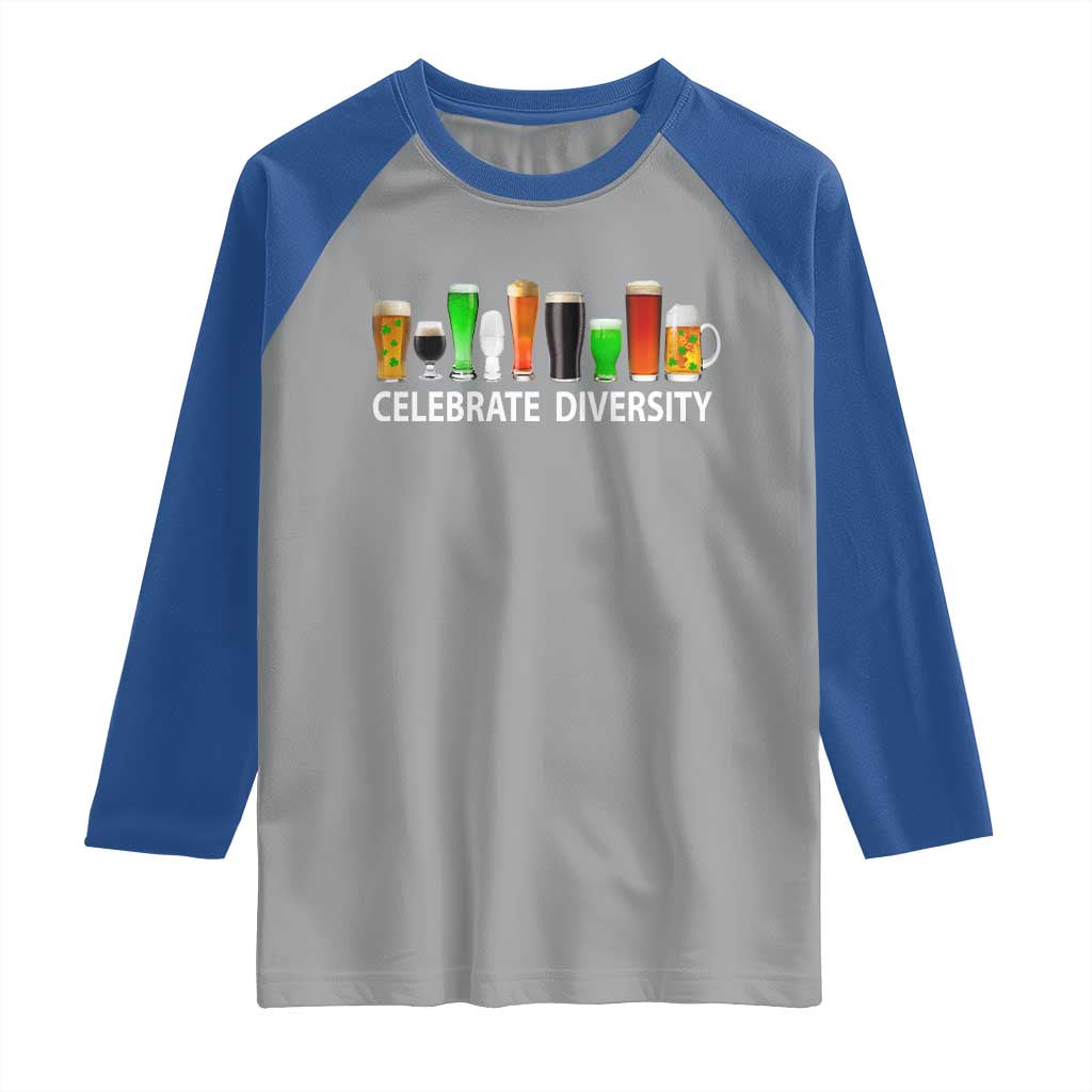 Celebrate Diversity St Patricks Day Beer Drinking Raglan Shirt