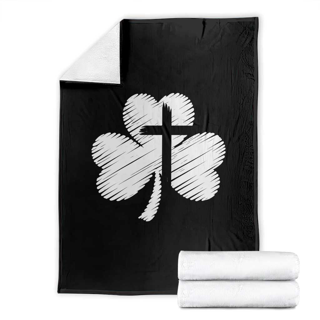 St Patricks Day Christian Religious Shamrock Cross Throw Blanket