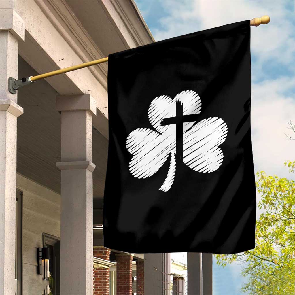 St Patricks Day Christian Religious Shamrock Cross Garden Flag