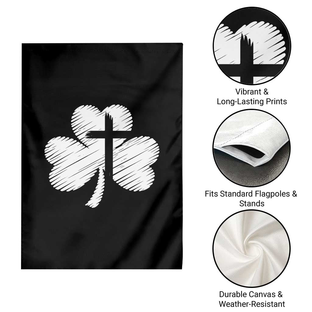 St Patricks Day Christian Religious Shamrock Cross Garden Flag