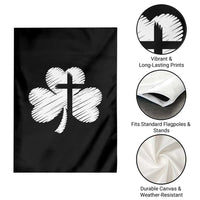 St Patricks Day Christian Religious Shamrock Cross Garden Flag