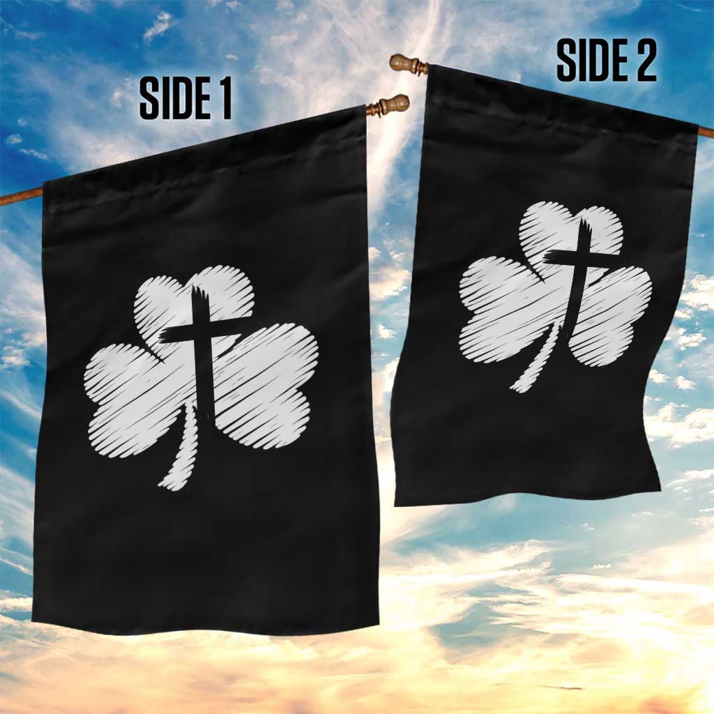 St Patricks Day Christian Religious Shamrock Cross Garden Flag