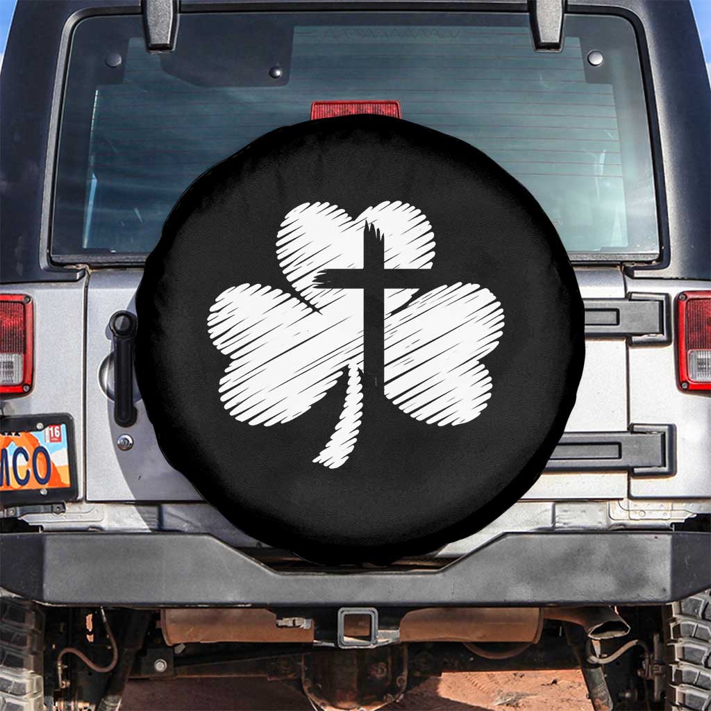 St Patricks Day Christian Religious Shamrock Cross Spare Tire Cover