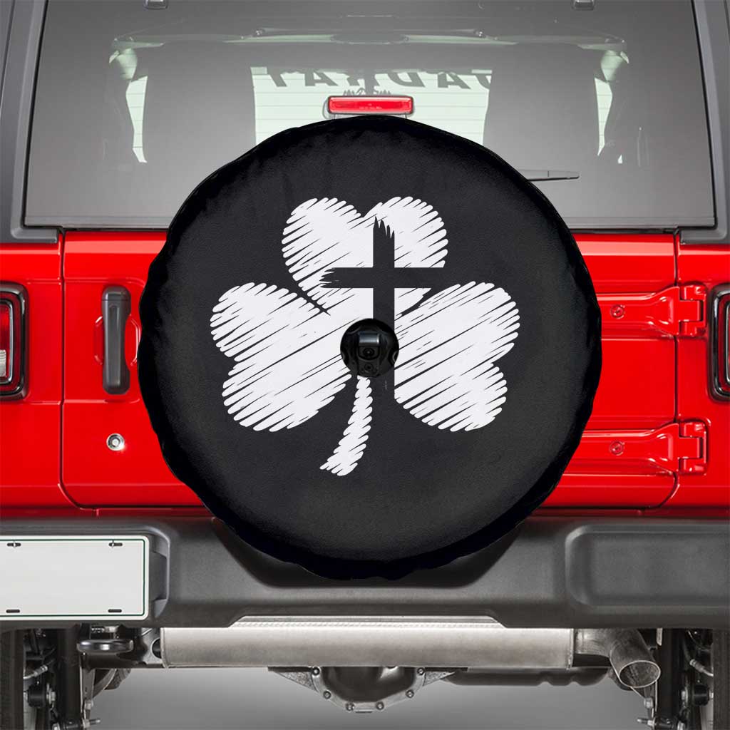 St Patricks Day Christian Religious Shamrock Cross Spare Tire Cover