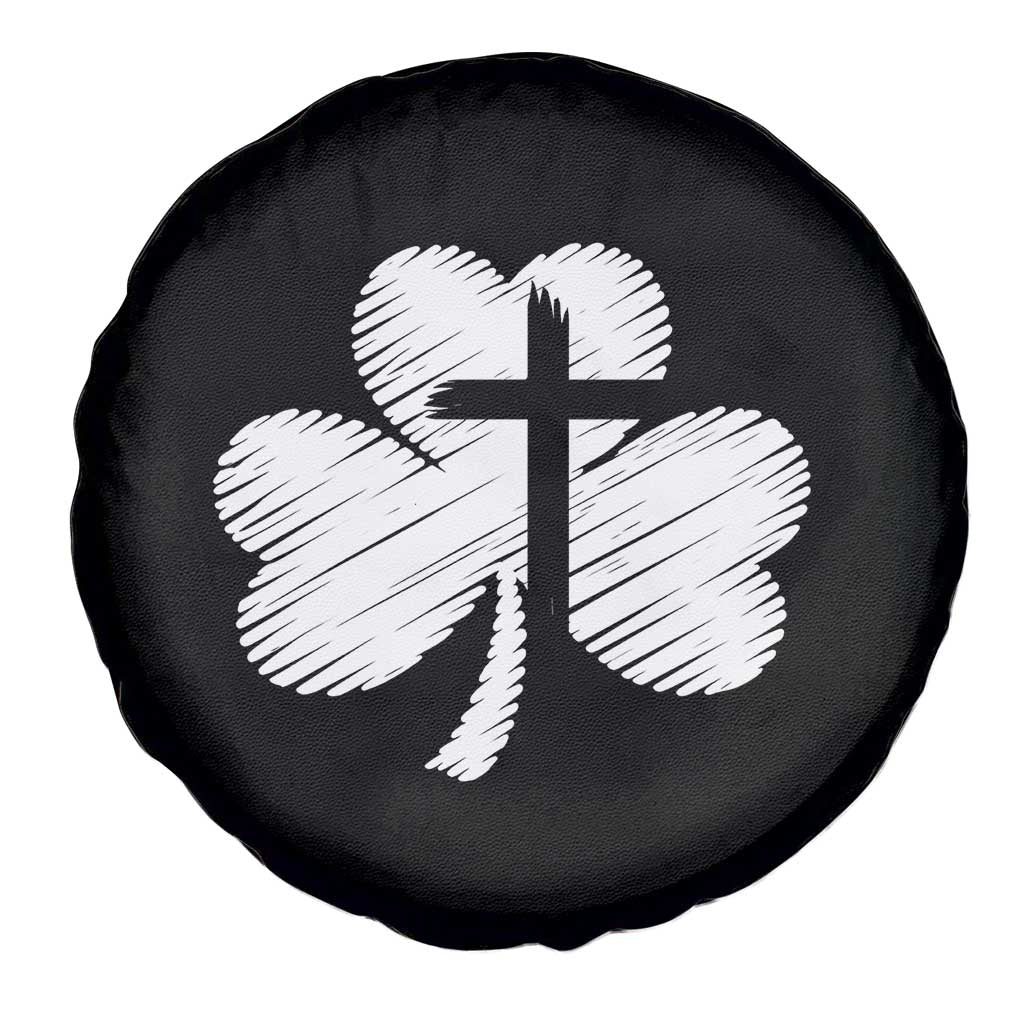 St Patricks Day Christian Religious Shamrock Cross Spare Tire Cover