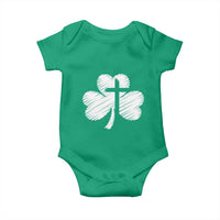 St Patricks Day Christian Religious Shamrock Cross Baby Onesie