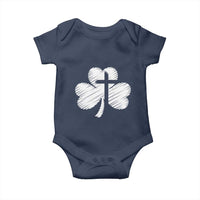 St Patricks Day Christian Religious Shamrock Cross Baby Onesie