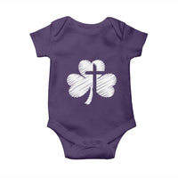 St Patricks Day Christian Religious Shamrock Cross Baby Onesie