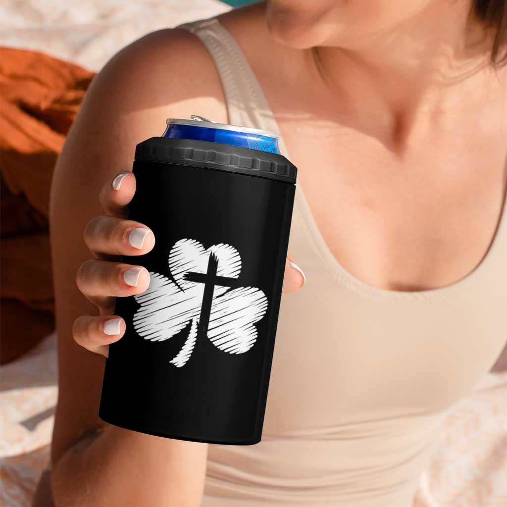 St Patricks Day Christian Religious Shamrock Cross 4 in 1 Can Cooler Tumbler