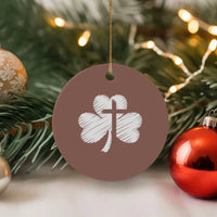 St Patricks Day Christian Religious Shamrock Cross Ceramic Ornament