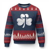 St Patricks Day Christian Religious Shamrock Cross Ugly Christmas Sweater
