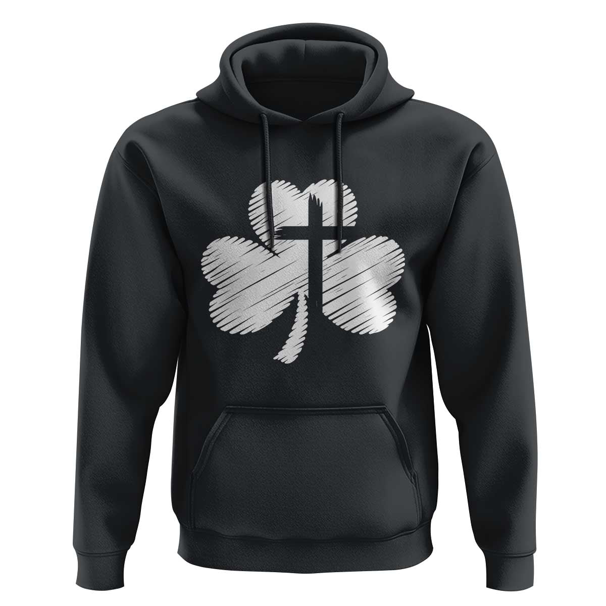 St Patricks Day Christian Religious Shamrock Cross Hoodie