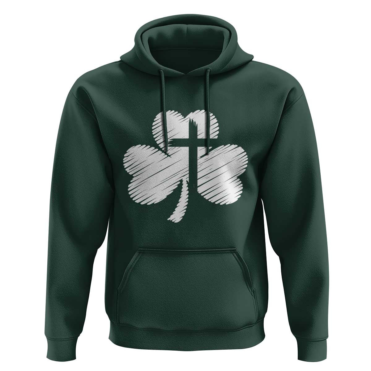 St Patricks Day Christian Religious Shamrock Cross Hoodie