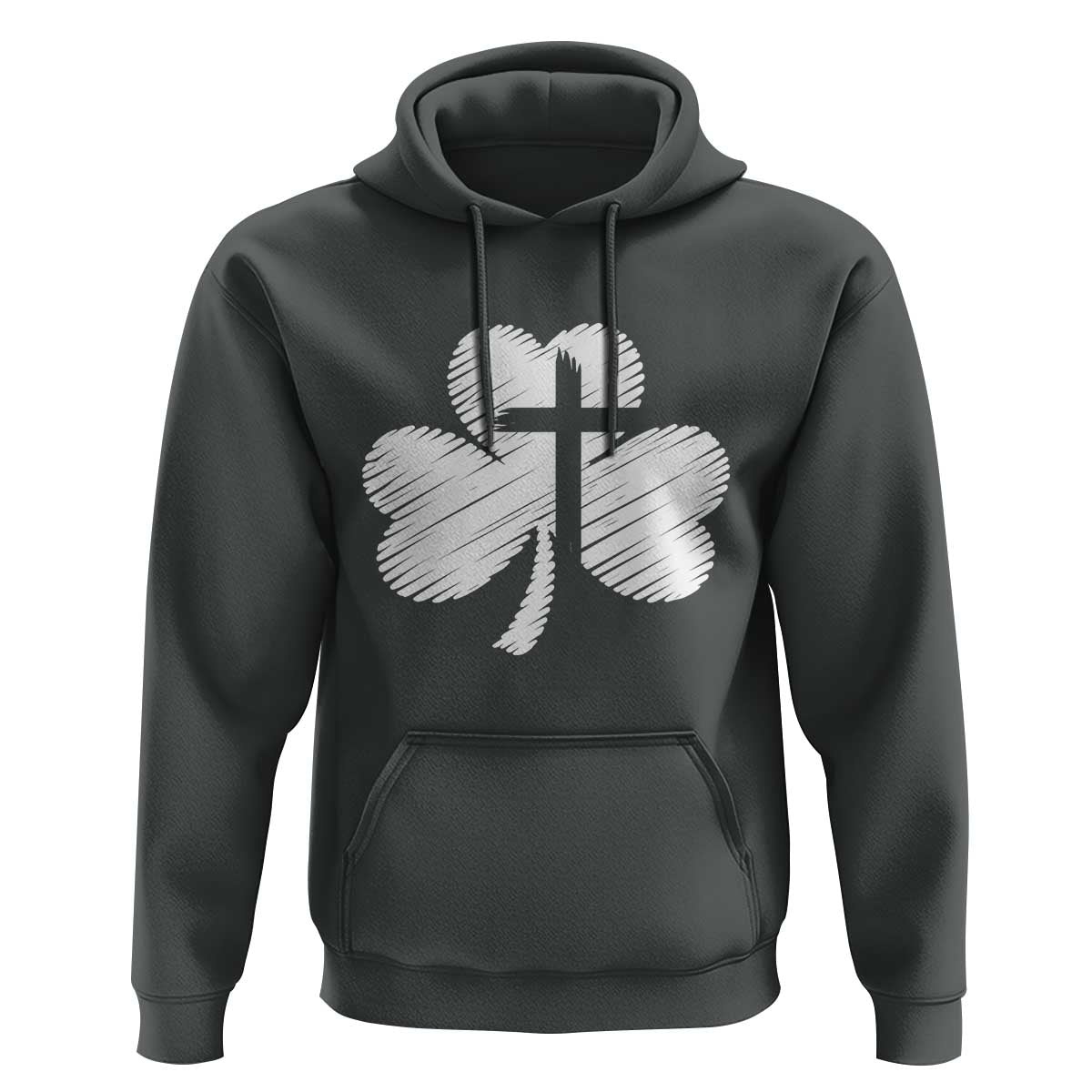 St Patricks Day Christian Religious Shamrock Cross Hoodie