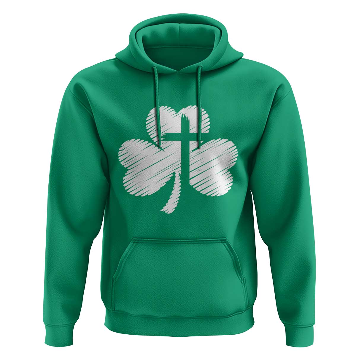 St Patricks Day Christian Religious Shamrock Cross Hoodie