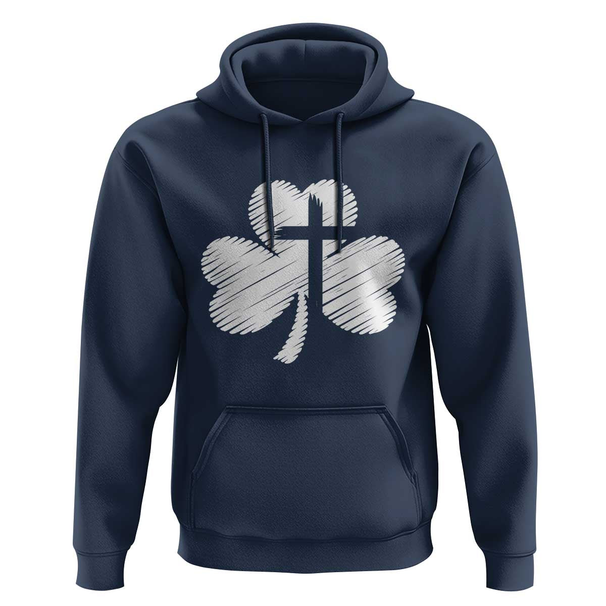 St Patricks Day Christian Religious Shamrock Cross Hoodie