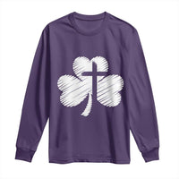 St Patricks Day Christian Religious Shamrock Cross Long Sleeve Shirt