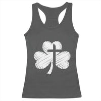 St Patricks Day Christian Religious Shamrock Cross Racerback Tank Top