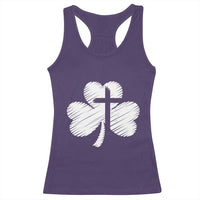 St Patricks Day Christian Religious Shamrock Cross Racerback Tank Top