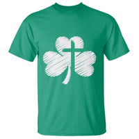 St Patricks Day Christian Religious Shamrock Cross T Shirt