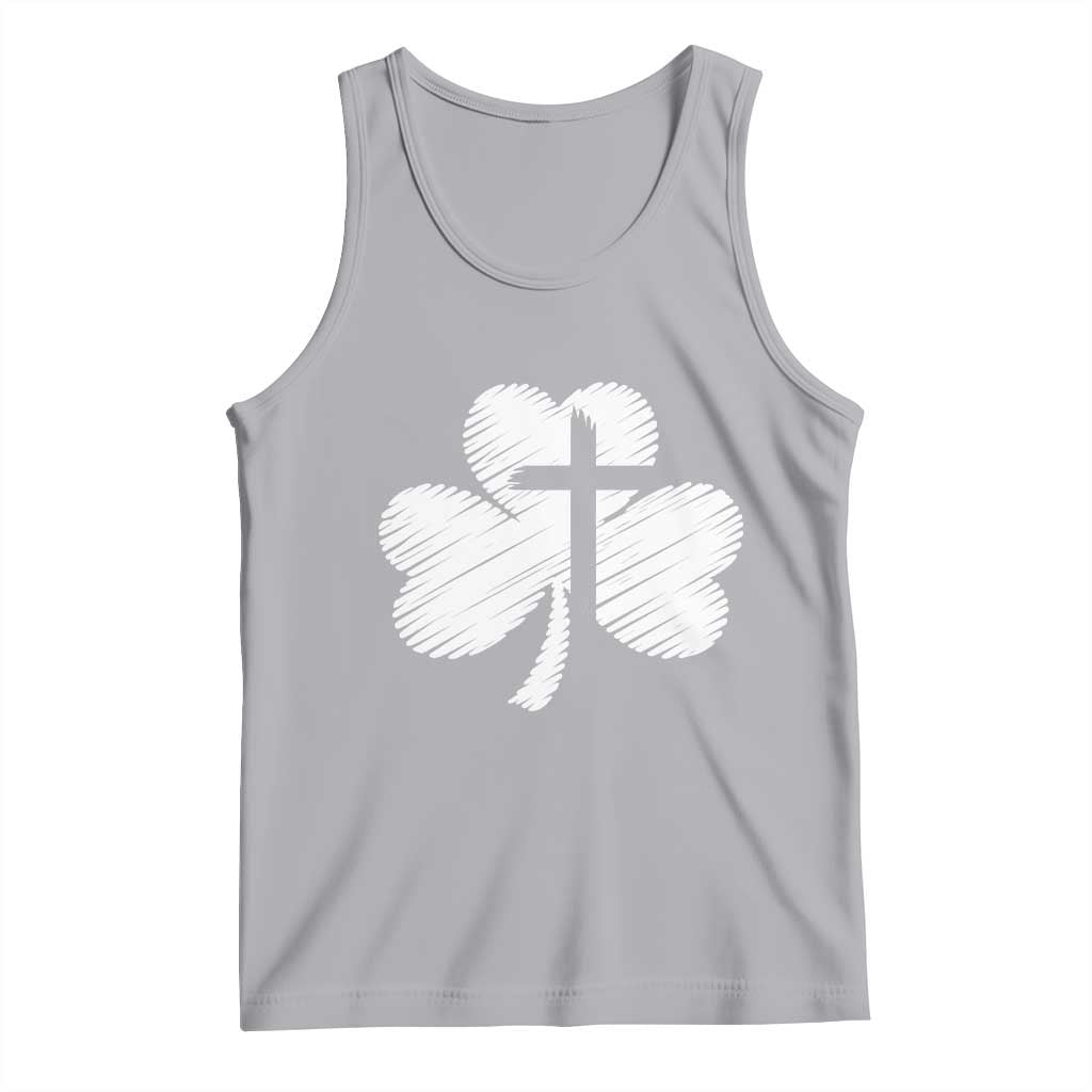 St Patricks Day Christian Religious Shamrock Cross Tank Top
