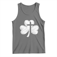 St Patricks Day Christian Religious Shamrock Cross Tank Top