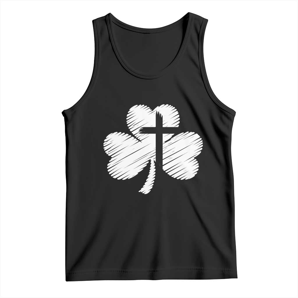 St Patricks Day Christian Religious Shamrock Cross Tank Top