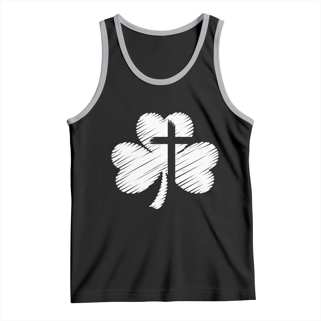 St Patricks Day Christian Religious Shamrock Cross Tank Top