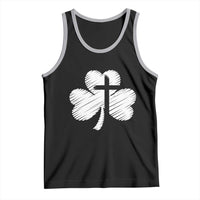 St Patricks Day Christian Religious Shamrock Cross Tank Top