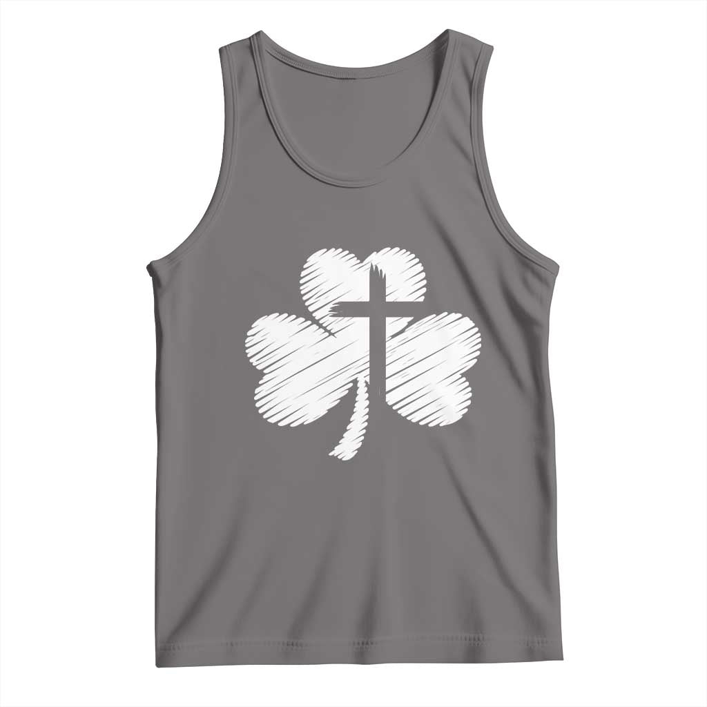 St Patricks Day Christian Religious Shamrock Cross Tank Top