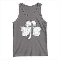 St Patricks Day Christian Religious Shamrock Cross Tank Top