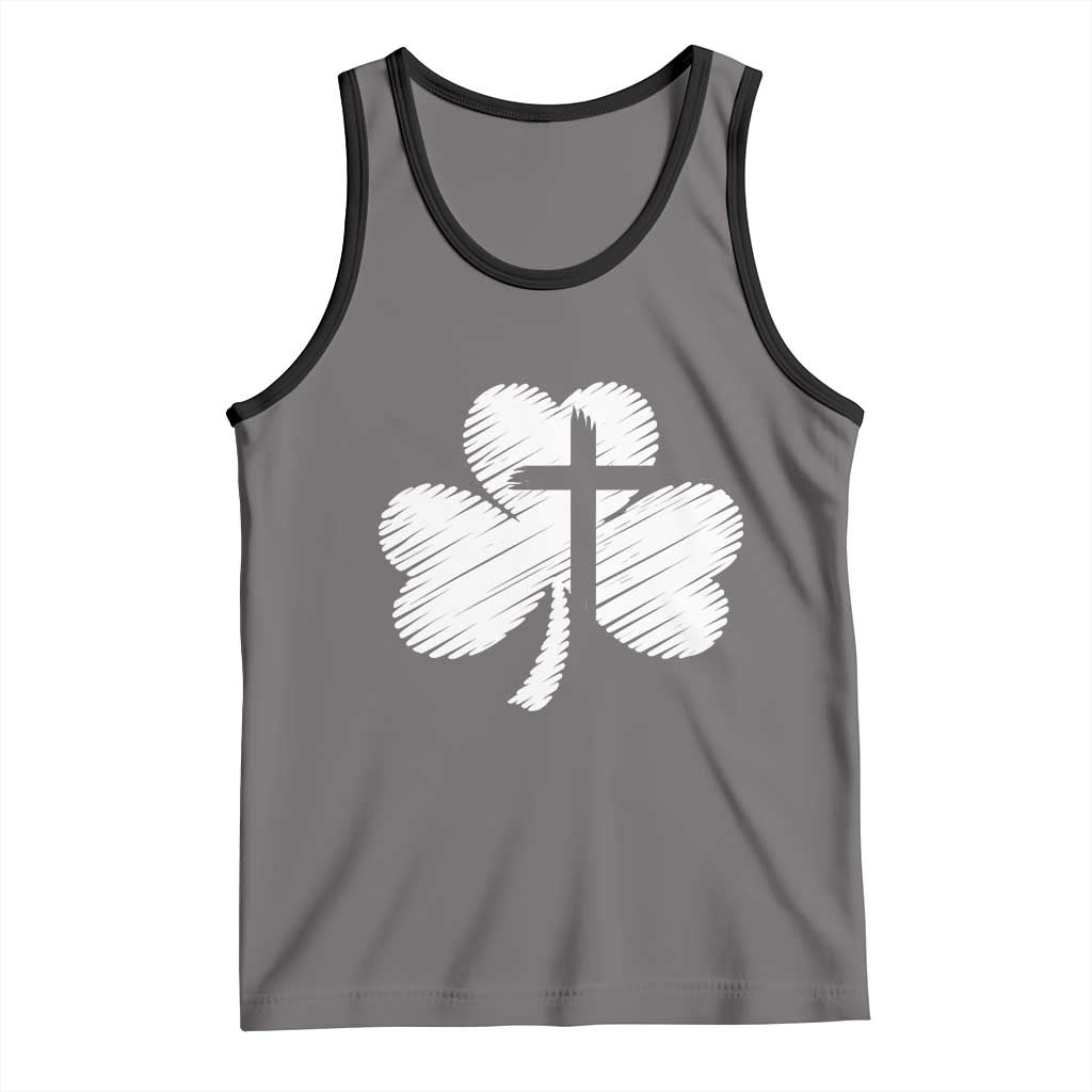 St Patricks Day Christian Religious Shamrock Cross Tank Top