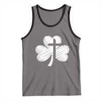 St Patricks Day Christian Religious Shamrock Cross Tank Top