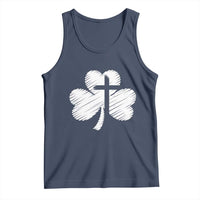 St Patricks Day Christian Religious Shamrock Cross Tank Top