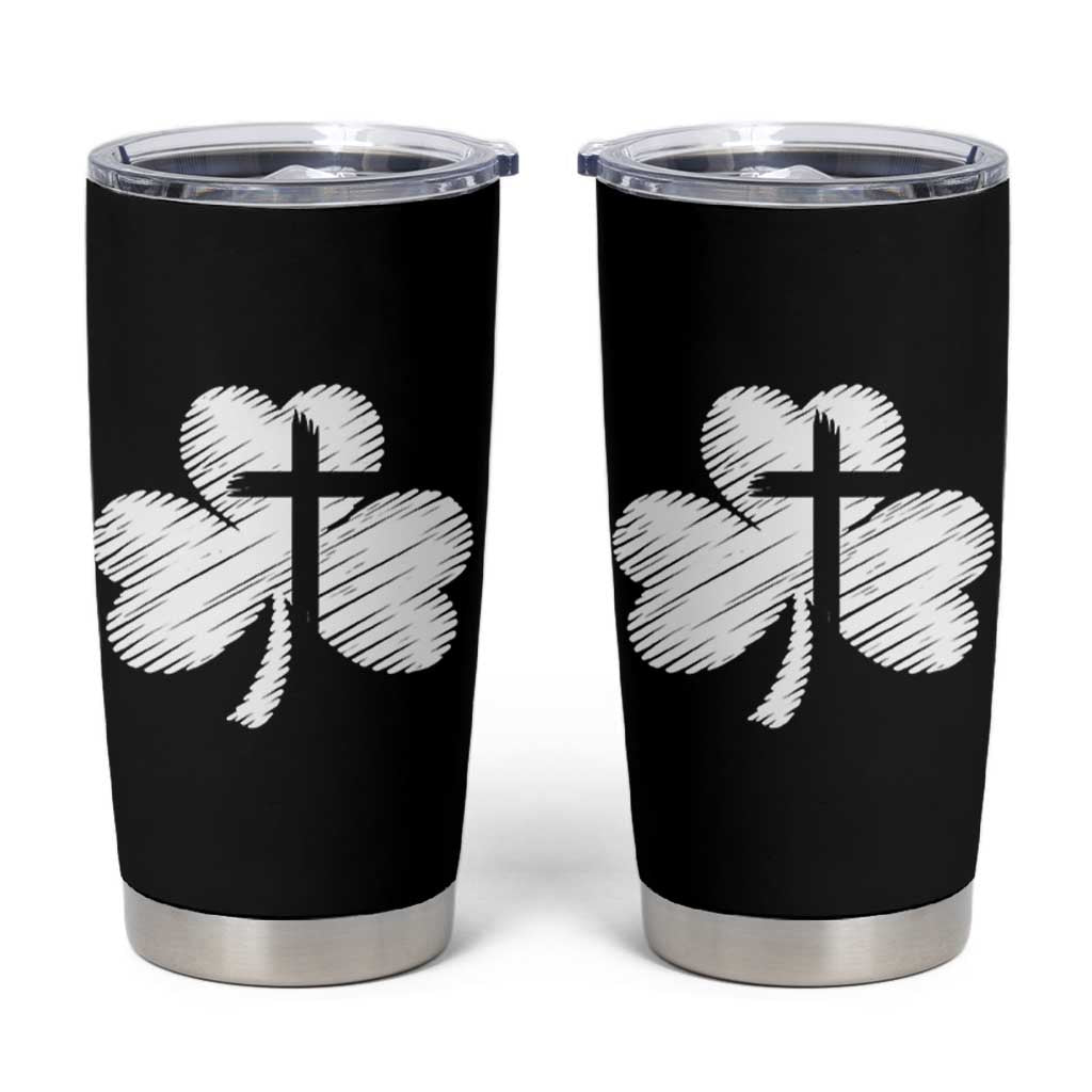 St Patricks Day Christian Religious Shamrock Cross Tumbler Cup