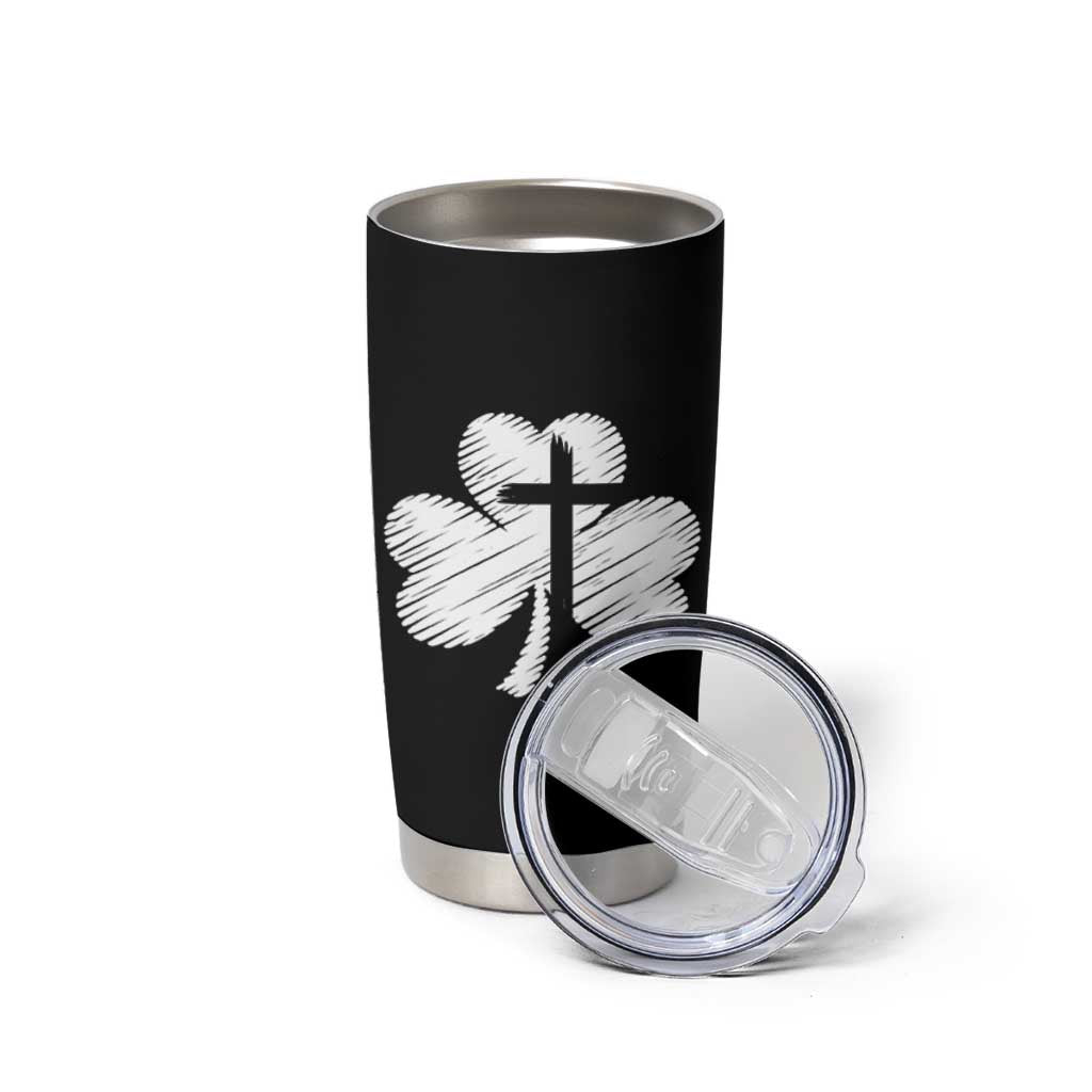 St Patricks Day Christian Religious Shamrock Cross Tumbler Cup