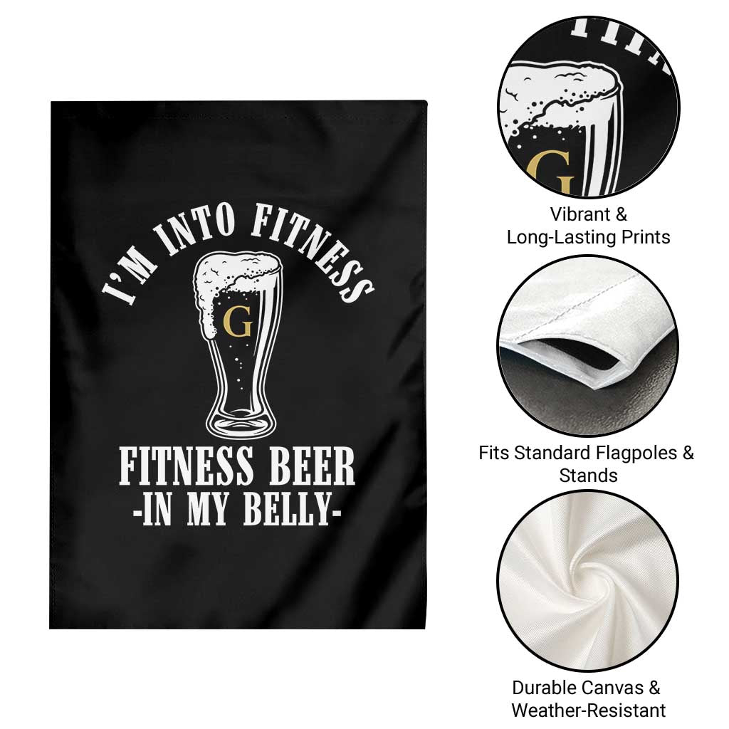 Funny Irish Stout Drinking Garden Flag I Am Into Fitness Fitting Beer In My Belly
