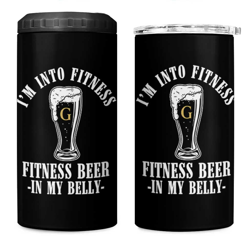 Funny Irish Stout Drinking 4 in 1 Can Cooler Tumbler I Am Into Fitness Fitting Beer In My Belly