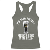 Funny Irish Stout Drinking Racerback Tank Top I Am Into Fitness Fitting Beer In My Belly