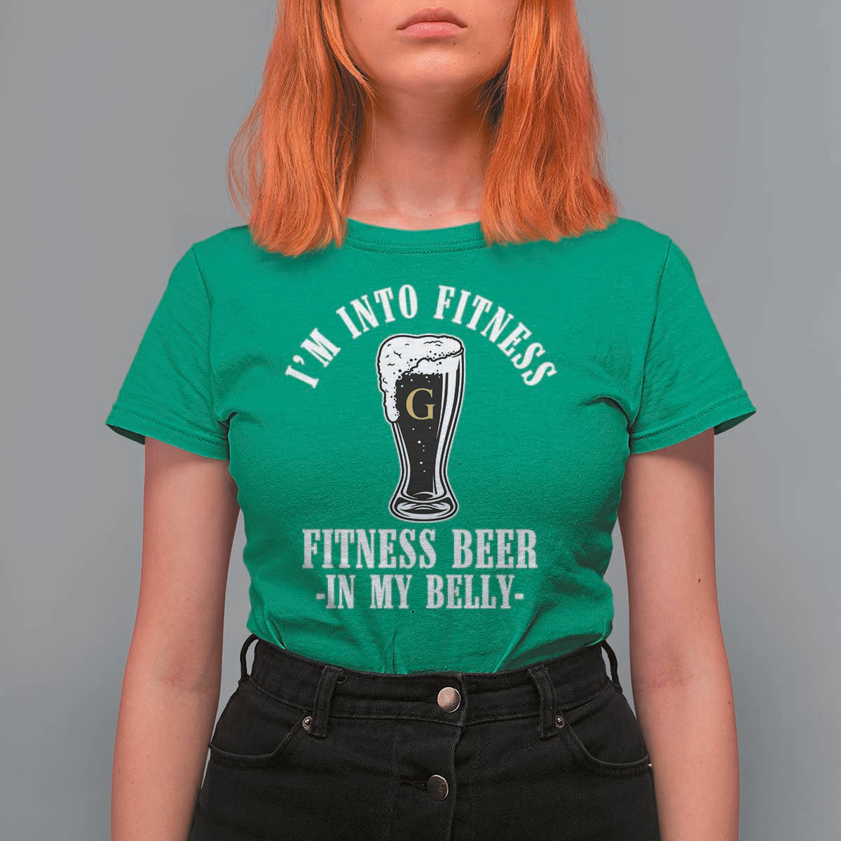 Funny Irish Stout Drinking T Shirt For Women I Am Into Fitness Fitting Beer In My Belly