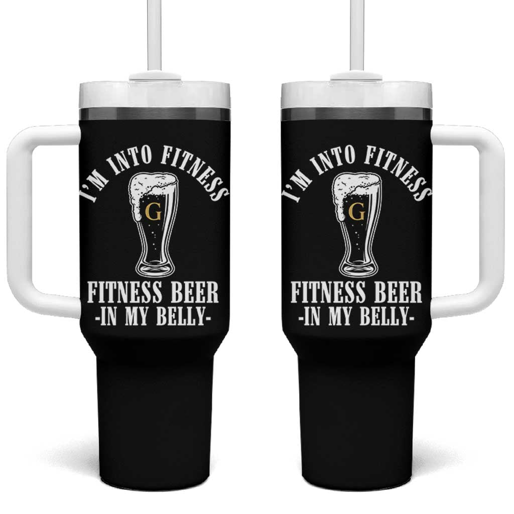 Funny Irish Stout Drinking Tumbler With Handle I Am Into Fitness Fitting Beer In My Belly