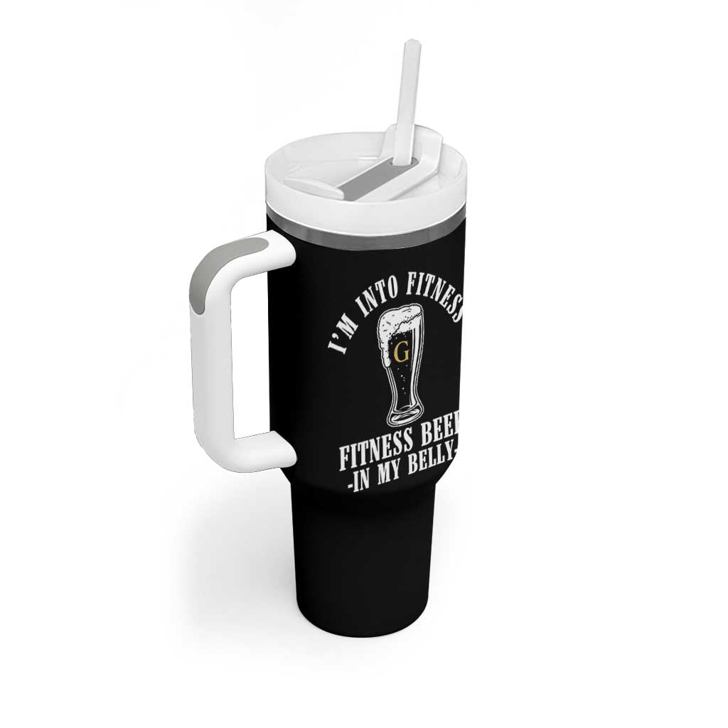 Funny Irish Stout Drinking Tumbler With Handle I Am Into Fitness Fitting Beer In My Belly