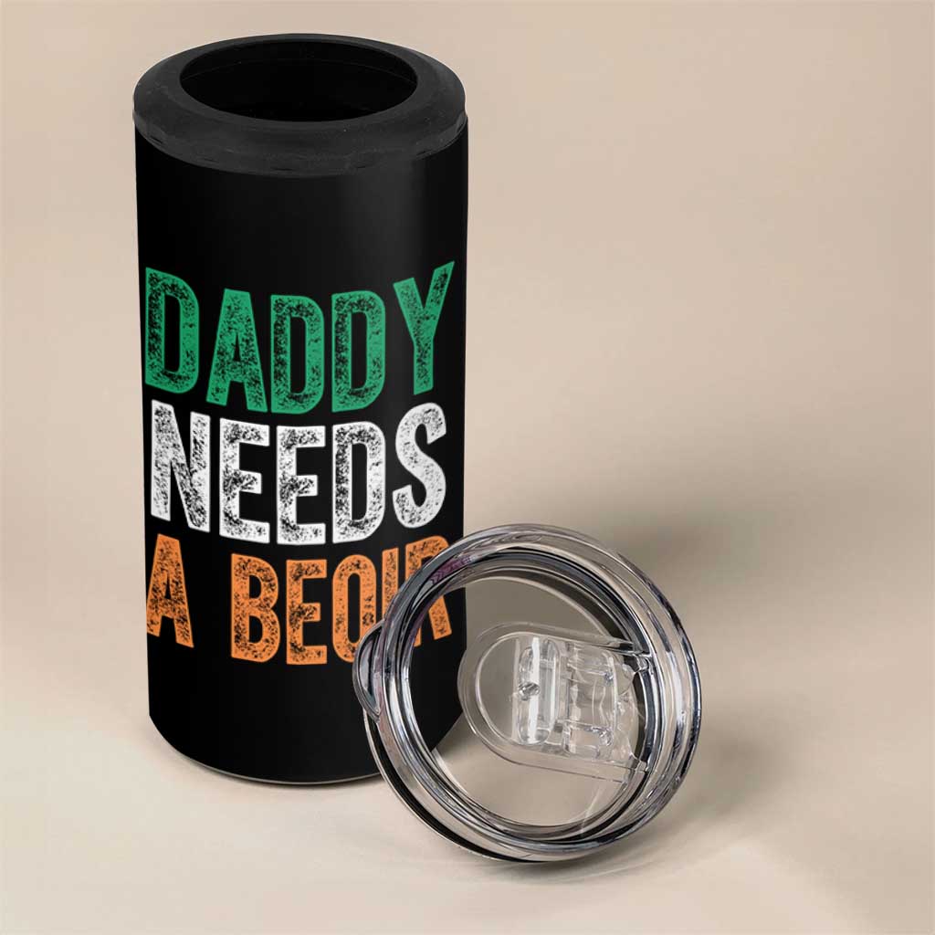 Funny Irish Beer Drinking 4 in 1 Can Cooler Tumbler Daddy Needs A Beoir Fathers Day