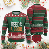 Funny Irish Beer Drinking Ugly Christmas Sweater Daddy Needs A Beoir Fathers Day